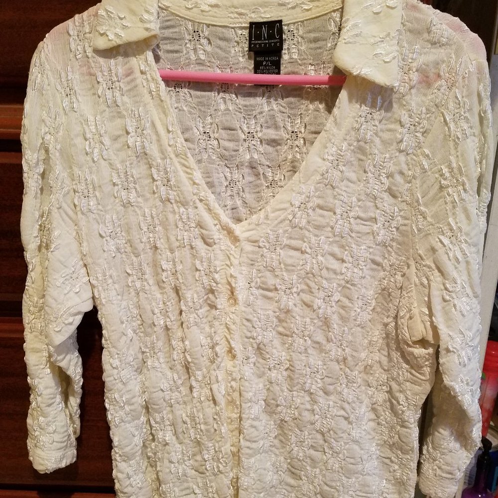 INC V- Neck Lace Top